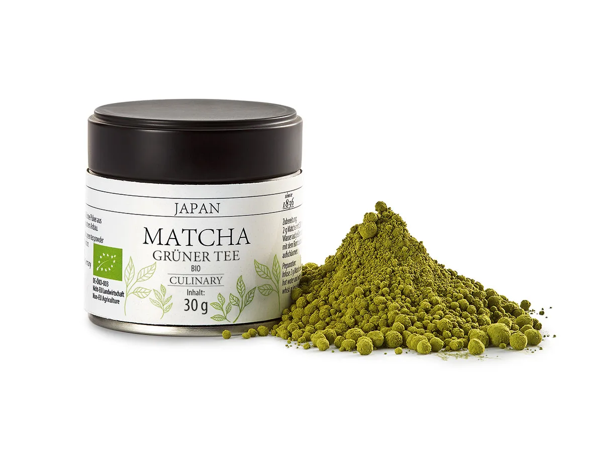 Culinary Matcha Bio 1 Culinary Matcha Bio aus Japan in Dose mit fein gemahlenem Matcha Pulver