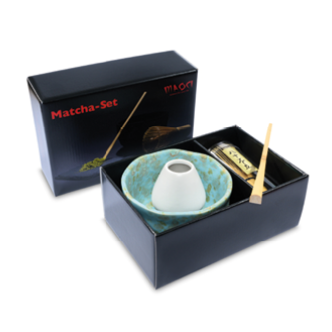 Premium Matcha Set Harmony 1 Premium Matcha Set Harmony mit türkisfarbener Matcha-Schale und Bambuszubehör